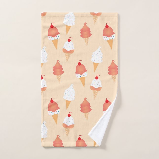 Ice Cream Cone With Sprinkles Pattern Hand Towel (Hand Towel)