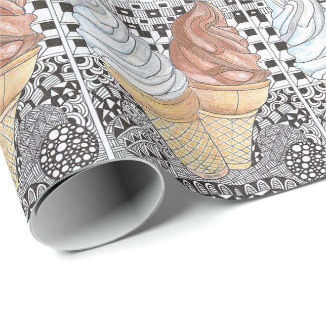 Ice Cream Cone Wrapping Paper (Roll Corner)