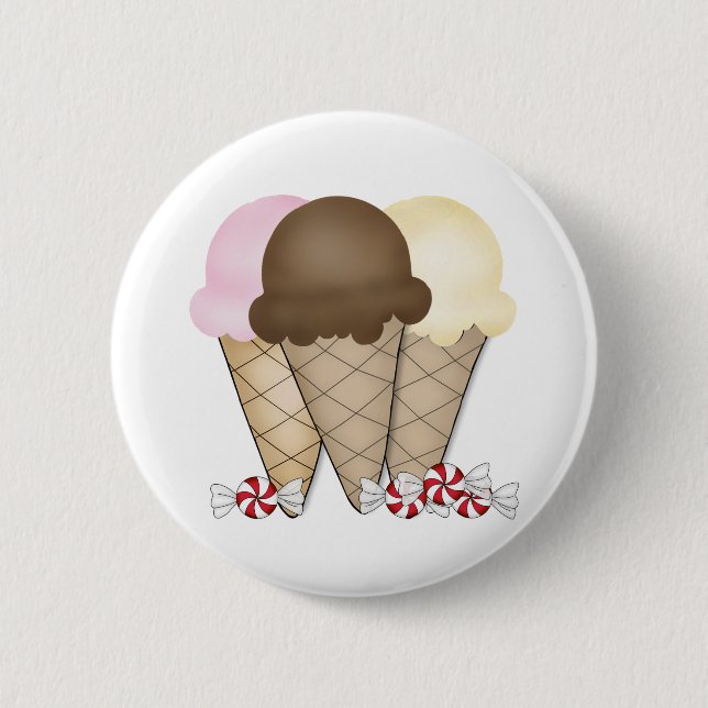 Ice Cream Cones 2 Inch Round Button (Front)