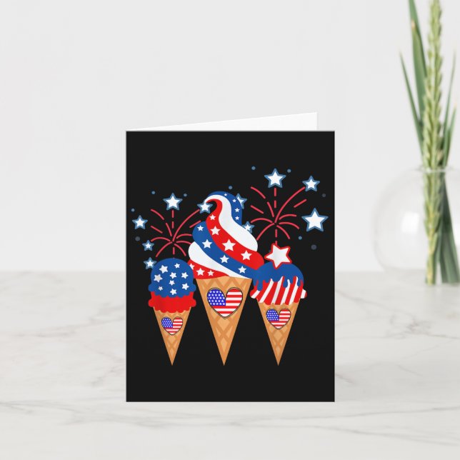 Ice Cream Cones 4th Of July Holiday Patriotic Card (Front)