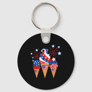 Ice Cream Cones 4th Of July Holiday Patriotic Keychain