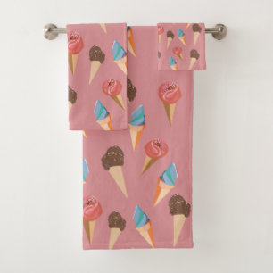 Ice cream cones bath towel set