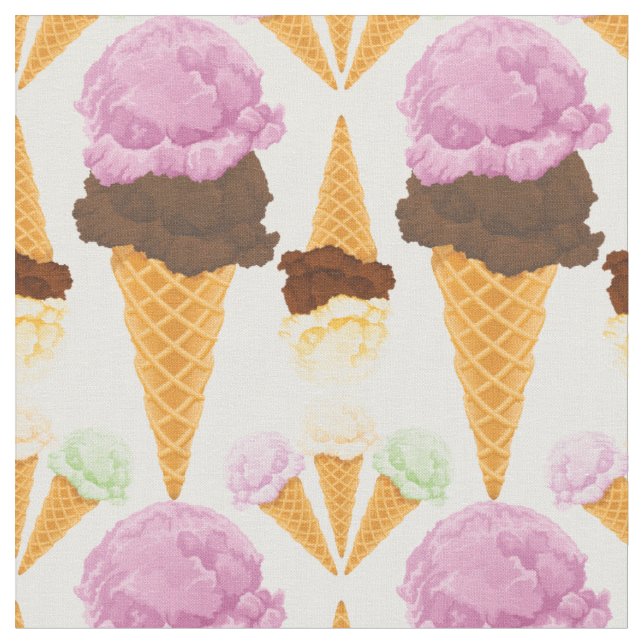 Ice Cream Cones Fabric (Close Up)