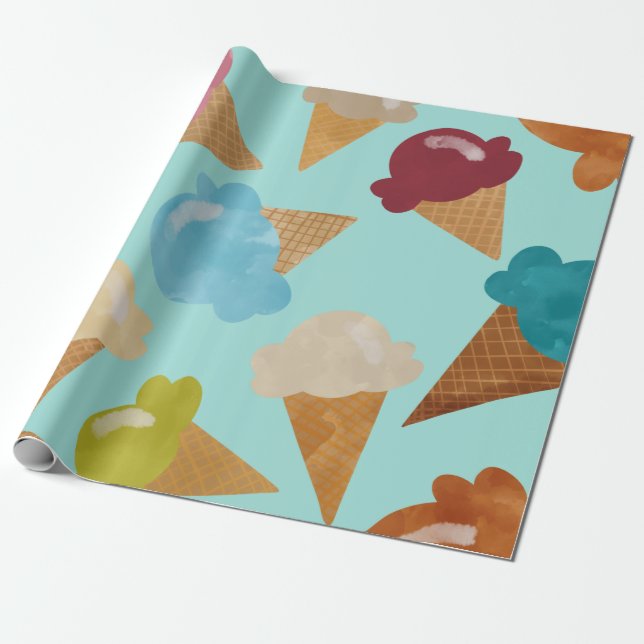Ice Cream Cones for Days Wrapping Paper (Unrolled)
