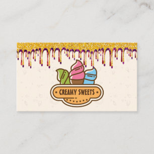 Ice Cream Cones Glitter Icing Drips Business Card