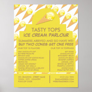 Ice Cream Cones, Ice Cream Parlor Advertising Poster