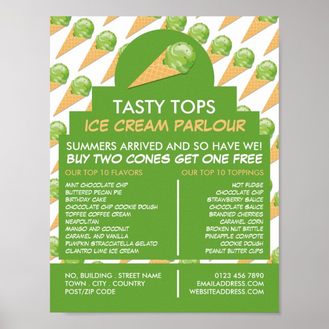 Ice Cream Cones, Ice Cream Parlor Advertising Poster (Front)