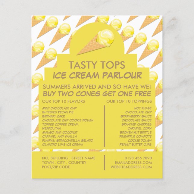 Ice Cream Cones, Ice Cream Parlour Advertising Flyer (Front)