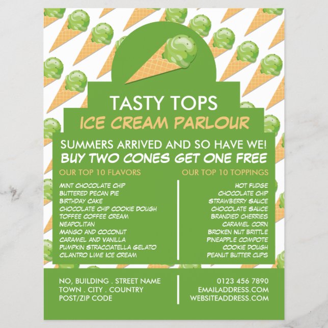 Ice Cream Cones, Ice Cream Parlour Advertising Flyer (Front)