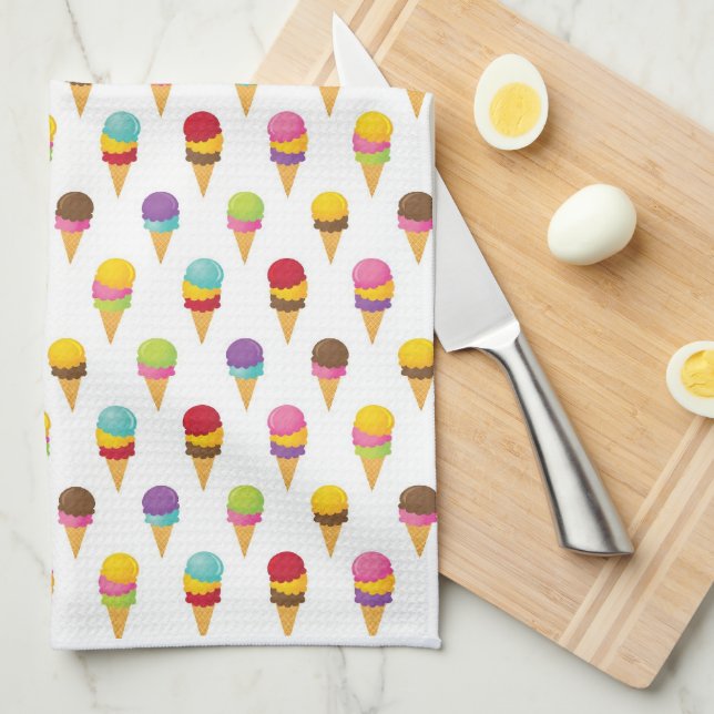 Ice Cream Cones Kitchen Towel (Quarter Fold)