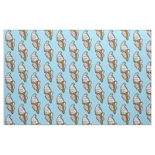 Ice Cream Cones on a Light Blue Background Fabric