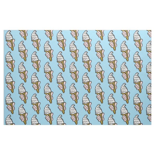 Ice Cream Cones on a Light Blue Background Fabric (Fat Quarter)