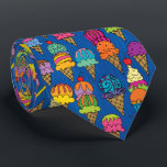 Ice Cream Cones on Blue Tie<br><div class="desc">The colourful pattern of ice cream cones on this fun tie includes scoops of strawberry,  vanilla,  lime,  blueberry,  orange,  and more,  on a blue background.  Sweet!</div>