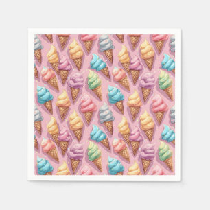 Ice Cream Cones On Pink Napkin