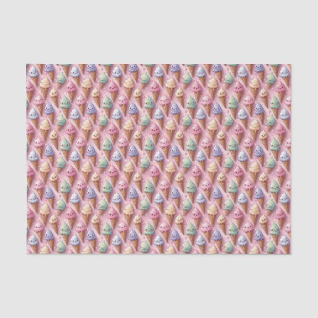 Ice Cream Cones On Pink Tissue Paper (Front)