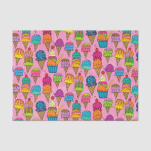 Ice Cream Cones on Pink Tissue Paper