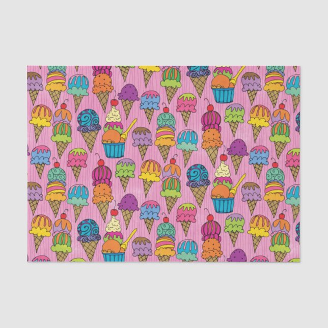 Ice Cream Cones on Pink Tissue Paper (Front)
