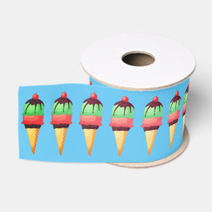 Ice Cream Cones Pattern  Grosgrain Ribbon
