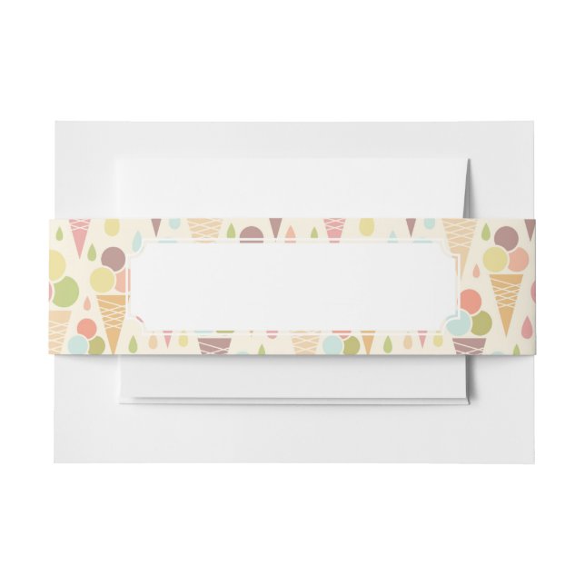 Ice cream cones pattern invitation belly band (Front Example)