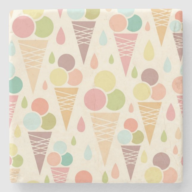 Ice cream cones pattern stone coaster (Front)