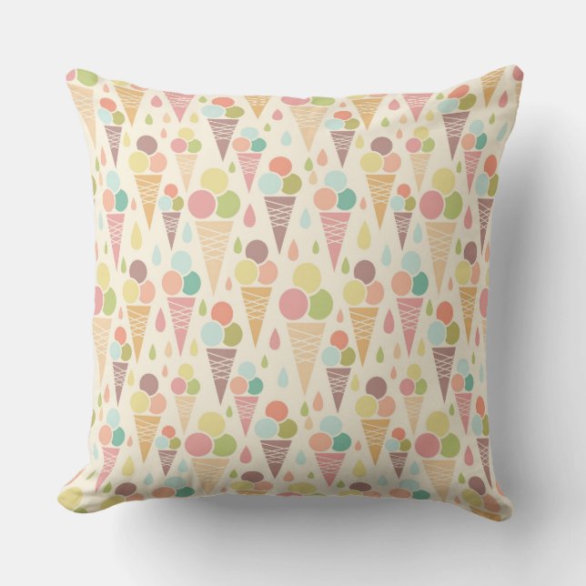 Ice cream cones pattern throw pillow (Front)