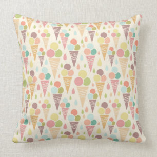 Ice cream cones pattern throw pillow