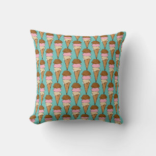 Ice Cream Cones Pattern Throw Pillow