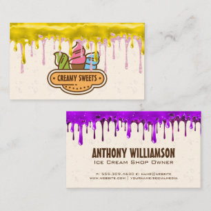 Ice Cream Cones Sparkly Icing Drips Business Card
