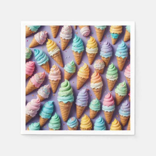 Ice Cream Cones With Sprinkles Napkin (Front)