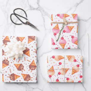 Ice Cream Cones Wrapping Paper Set of 3