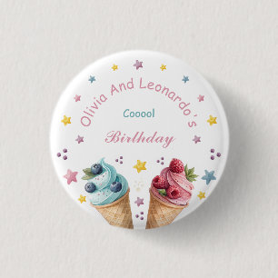 Ice Cream Cool Birthday Party 1 Inch Round Button