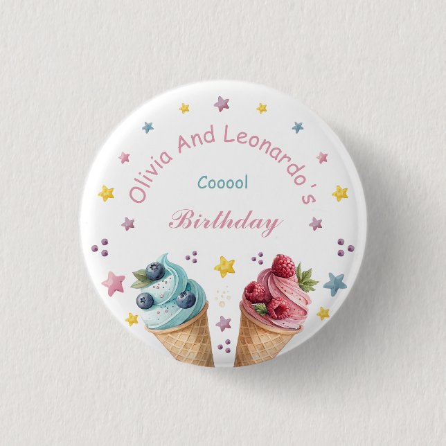 Ice Cream Cool Birthday Party 1 Inch Round Button (Front)