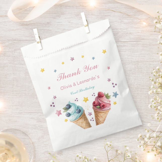 Ice Cream Cool Birthday Party Favour Bag (Clipped)