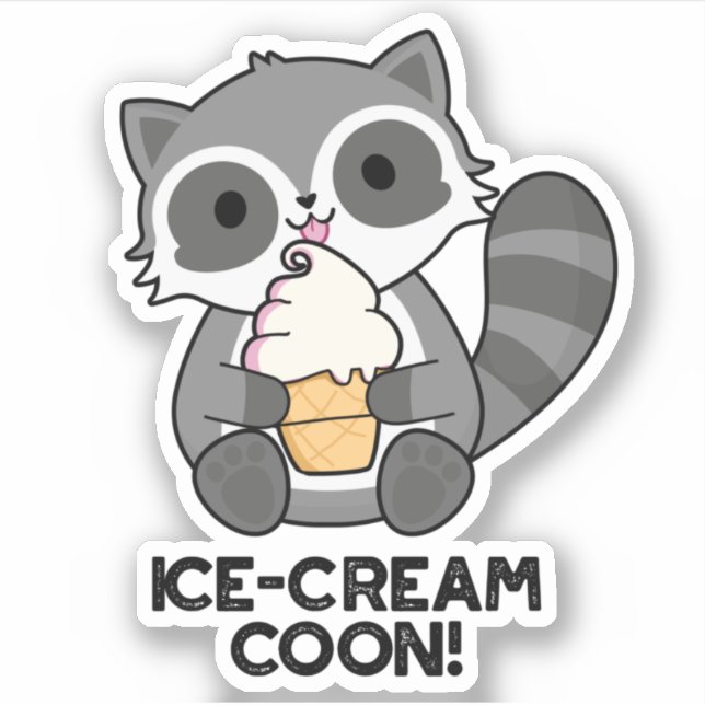 Ice Cream Coon Funny Animal Racoon Pun  (Front)