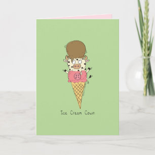 Ice Cream Cown - Funny Cow Pun Card