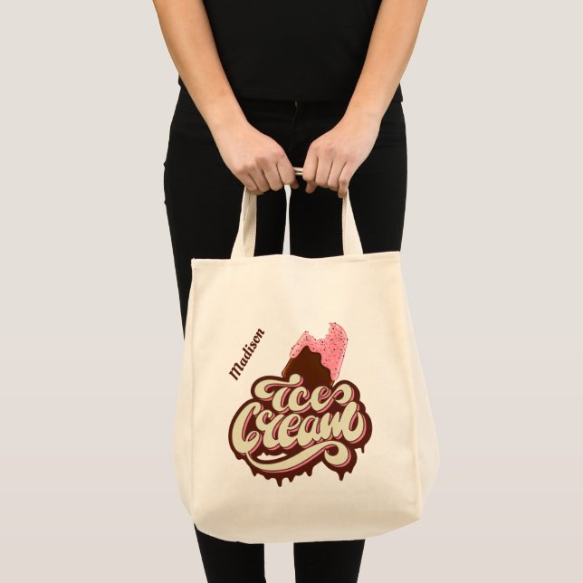 Ice Cream custom name tote bags (Front (Product))