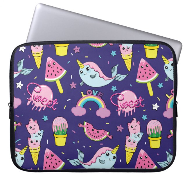 Ice Cream: Cute Seamless Laptop Sleeve (Front)