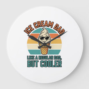 Ice Cream Dad Vintage Funny Cooler Dad Shirt Desig Large Clock