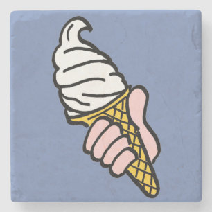 Ice Cream Design with Ice Cream Cone on a Stone Coaster