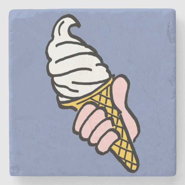Ice Cream Design with Ice Cream Cone on a Stone Coaster (Front)