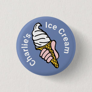 Ice Cream Design with Ice Cream Cone or Cornet 1 Inch Round Button