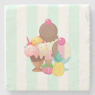 Ice Cream Desserts Neopolitan Flavour Stone Coaster