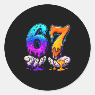 Ice Cream Drip 6 7 Number 67 Six Seven Meme Mens B Classic Round Sticker