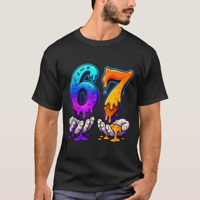 Ice Cream Drip 6 7 Number 67 Six Seven Meme Mens B T-Shirt (Front)