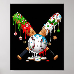 Ice Cream Drip Baseball Christmas Xmas Pajama Kids Poster