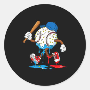 Ice Cream Drip Baseball Sts Baseball Lifestyle Boy Classic Round Sticker