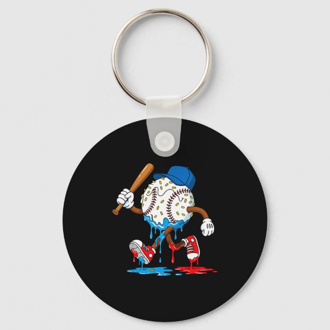 Ice Cream Drip Baseball Sts Baseball Lifestyle Boy Keychain (Front)