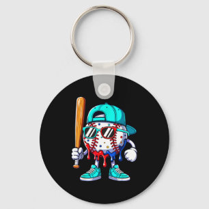 Ice Cream Drip Baseball Sts Baseball Lifestyle Boy Keychain