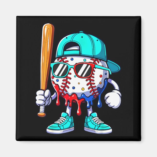 Ice Cream Drip Baseball Sts Baseball Lifestyle Boy Magnet (Front)