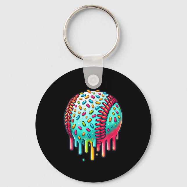 Ice Cream Drip Baseball Stuff Baseball Drip For Bo Keychain (Front)